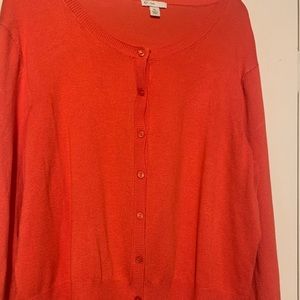 Light weight orange button up quarter length sleeves sweater